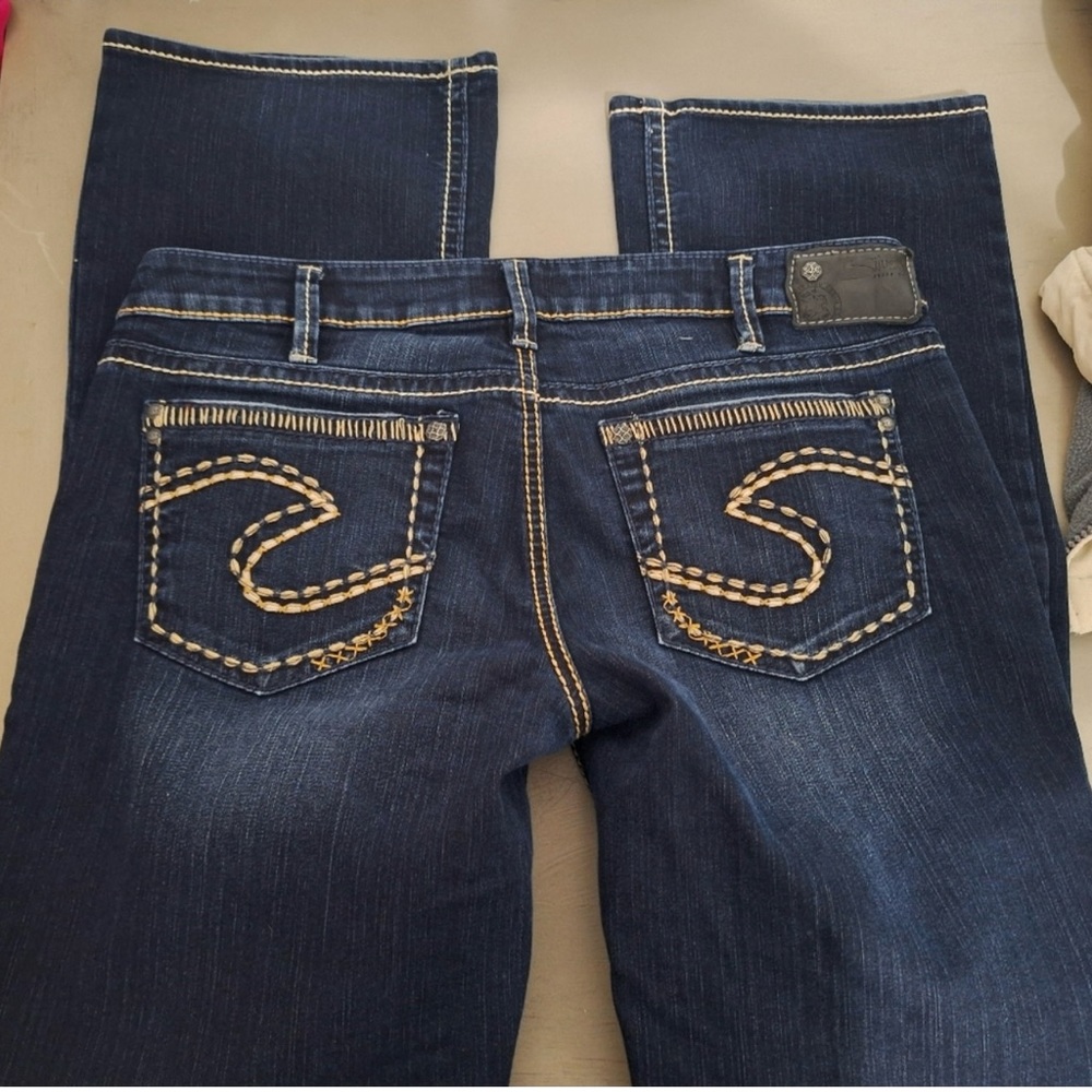 Women’s Silver Thick Stitch Aiko Style Bootcut Jeans Size 33/33(fits like a 12)